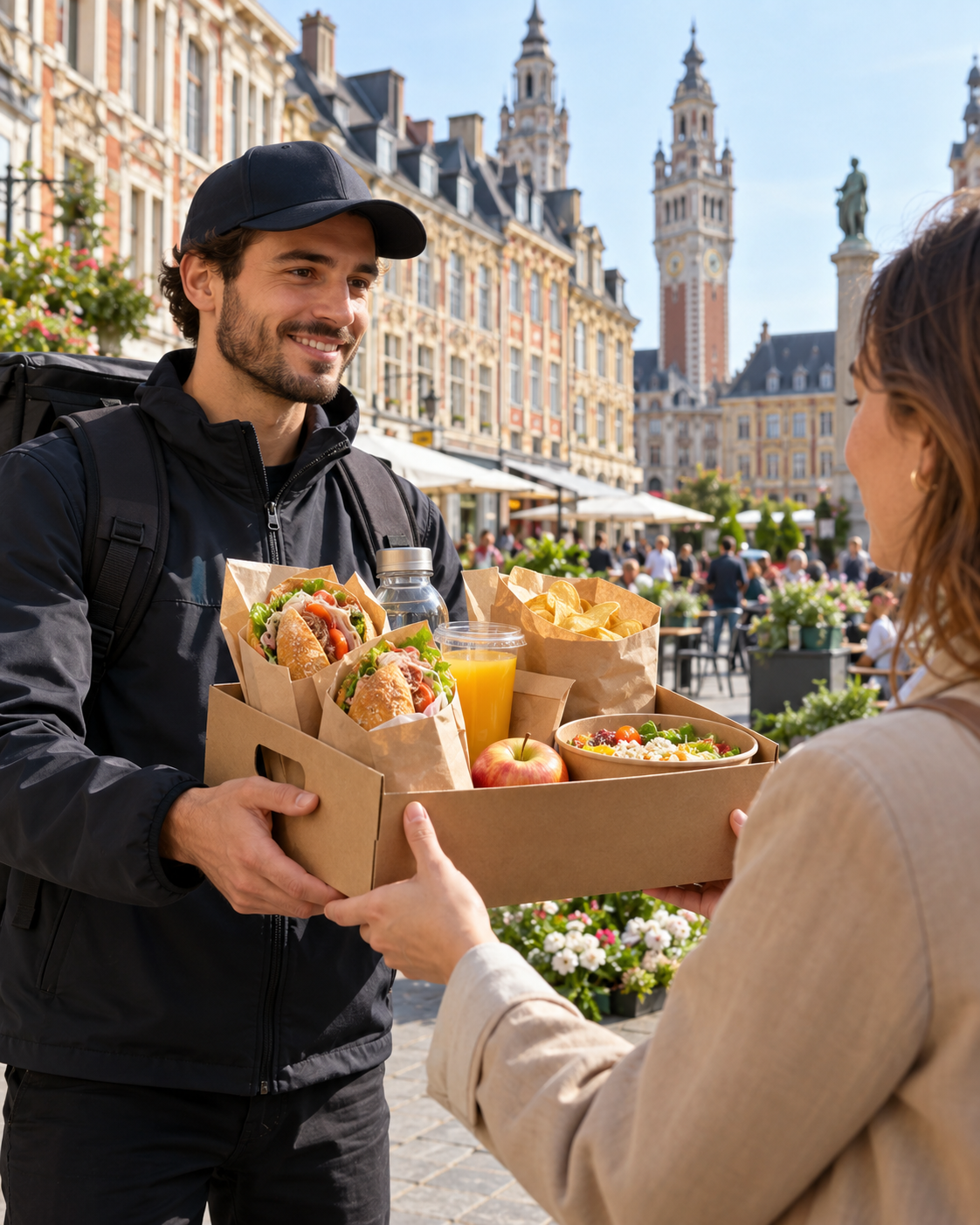 Packed lunch delivery in Lille by Ti-Dej – sandwiches, fruit, drinks and crisps